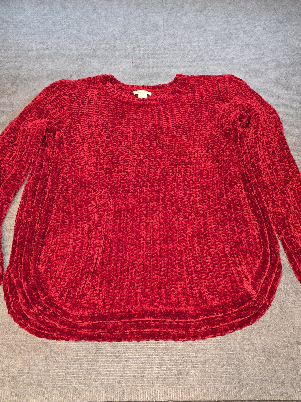 Westbound Red Chenille Sweater Women’s Large Plush Oversized Long Sleeve